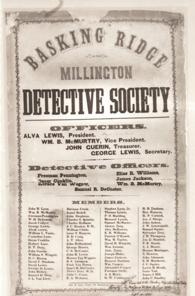 The Basking Ridge Detective Society. Source: The Historical Society of the Somerset Hills
