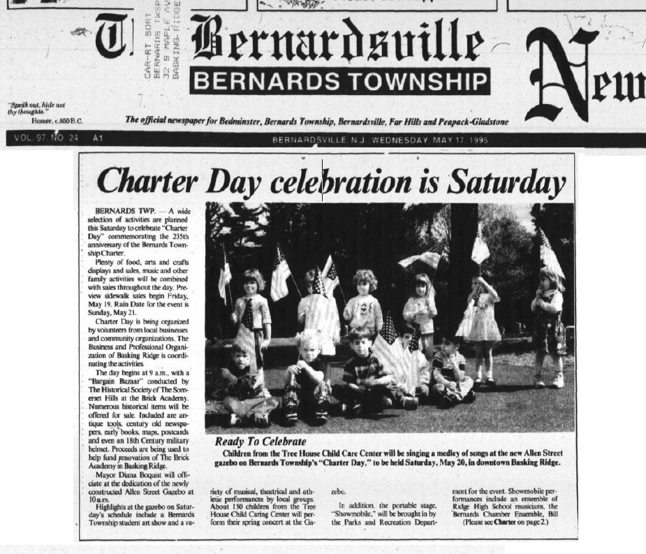 The first Charter Day celebration in Bernards Township marked the end of an era. The Kiwanis Fair never occured again.