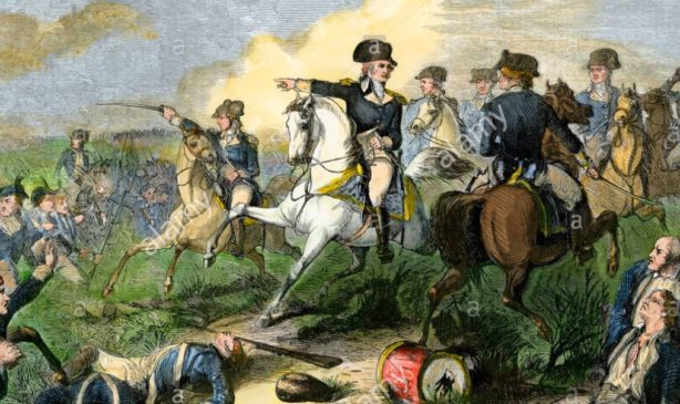Major General Washington telling General Charles Lee to not retreat at the Battle of Monmouth.