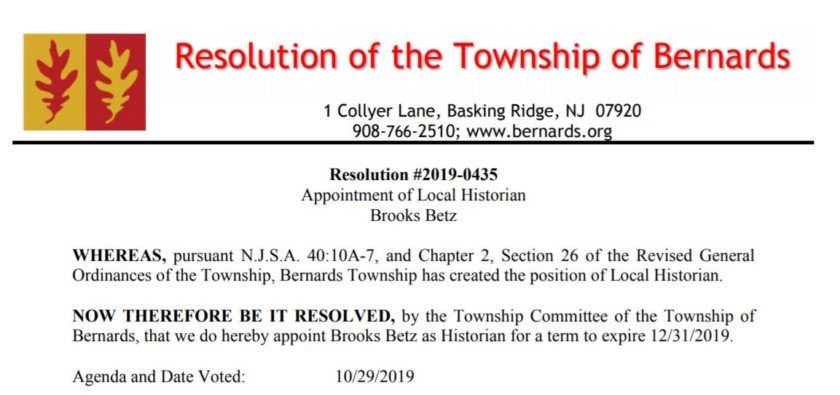 Resolution #2019-0435 Appointment of Local Historian Brooks Betz