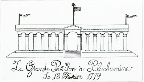 A visual representation of the facility that housed the 13 paintings for the Pluckemin celebration in 1779