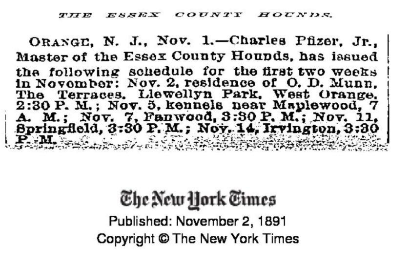 Essex County Hounds Schedule 1891