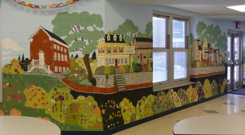 Wall Mural at Oak Street School. Artist Coordinator - Caren Frost Olmsted