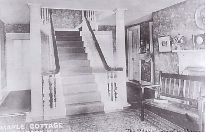 Inside the main entrance to Maple Cottage in Peapack, New Jersey