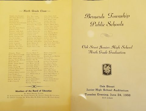 Oak Street Junior High School Graduation 1958 - Basking Ridge - Mr Local History Project