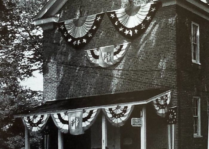 Brick Academy dressed for the township's Bicentennial c.1960