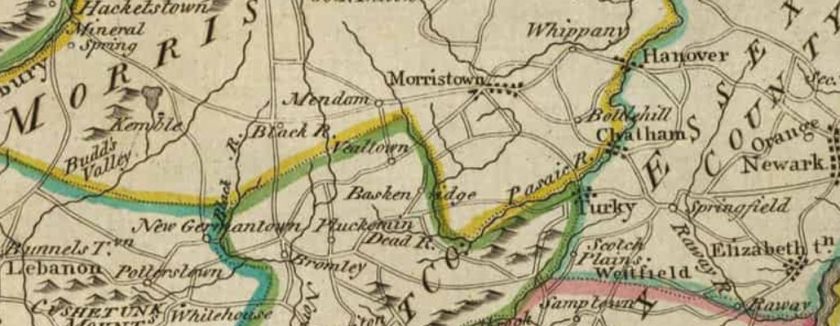 Vealtown also known as Bernardsville on 1814 Map