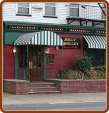 The iconic green and white awnings of Westfield's Jolly Trolley