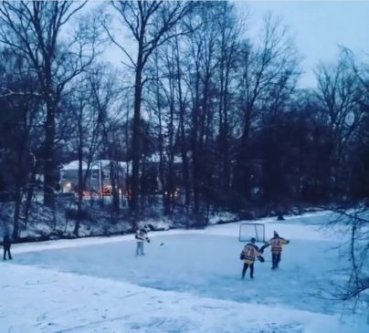 Balmiere ice hockey in 2017-Cranford below footbridge - Mr Local History