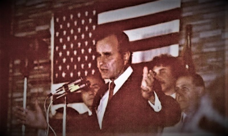 1980 Presidential election. VP candidate George HW Bush campaign stop at Krug's Tavern in Newark, NJ October 21, 1980