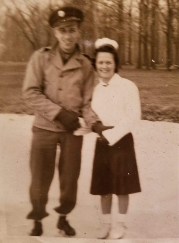 Myron-Cymbaluk-WII-c.1945-with his sister-in-law. Sent by Janet Cymbaluk Ashnault