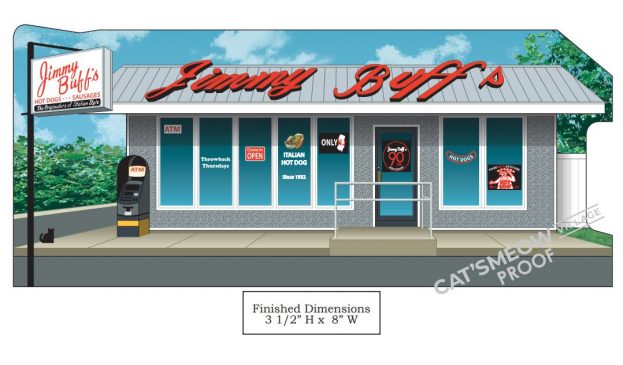 Historic Jimmy Buff’s and the Italian Hot Dog Honored With Miniature Wooden Collectible