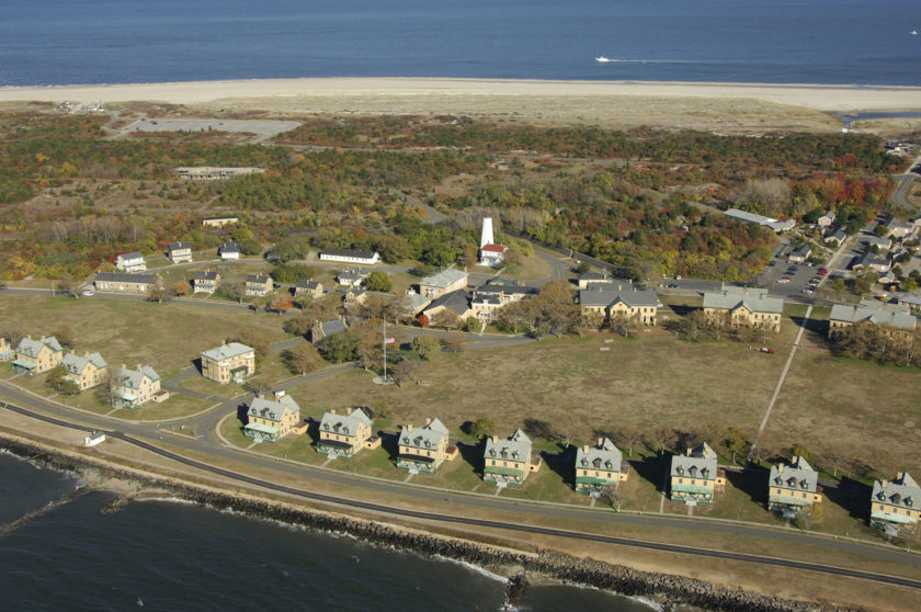 At the top of the Jersey shore lies the Sandy Hook National Park, including a lighthouse, a barracks area, and even a nude beach.