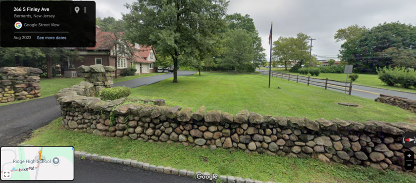 The Great Stone Wall in Basking Ridge around the Astor Estate - Town Hall - ending at Ridge High School