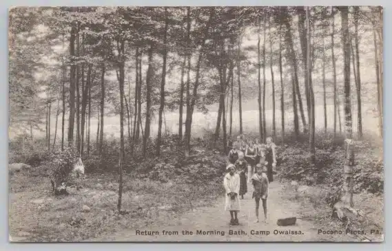 Camp-Owaissa-Returning-from-Bath-Lake-Naomi-Postcard Mr Local History