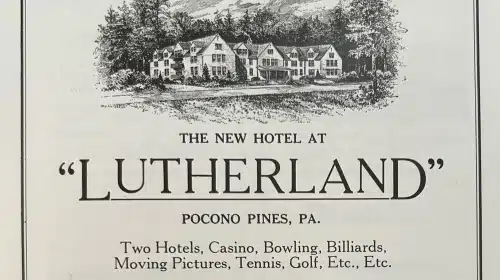 Lutherland Advertisement in Pocono Pines PA. Mr Local History Brooks Betz