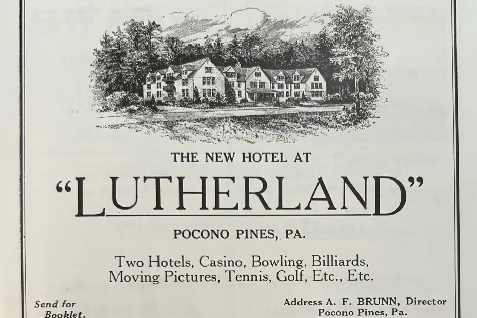 Lutherland Advertisement in Pocono Pines PA. Mr Local History Brooks Betz