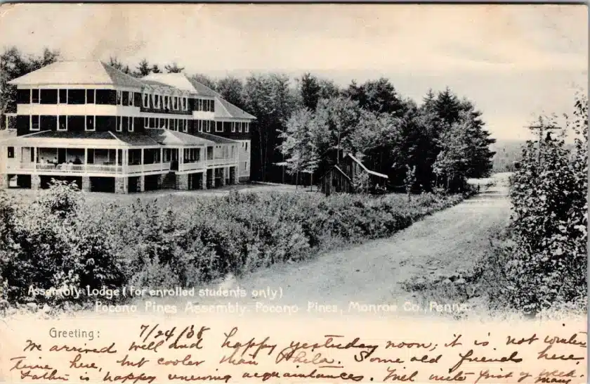 Pocono-Pines-PA-Assembly-Lodge-1908-Postcard Mr. Local history