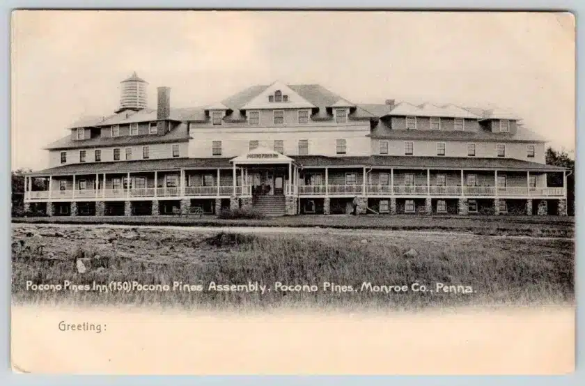 Pre-1908-ROTOGRAPH-POCONO-PINES-INN-ASSEMBLY-MONROE-COUNTY-PENNSYLVANIA-PA Mr Local History