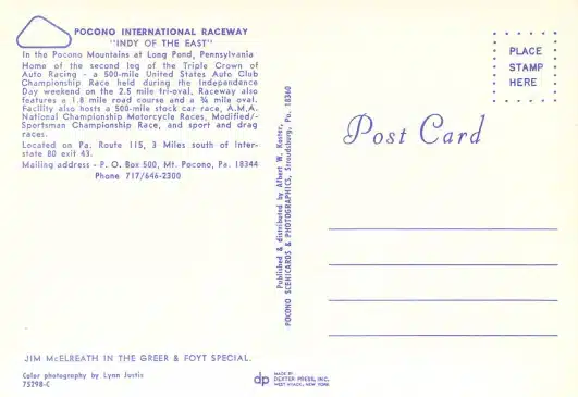 Pocono Raceway PA Postcard Collection - Mr Local History