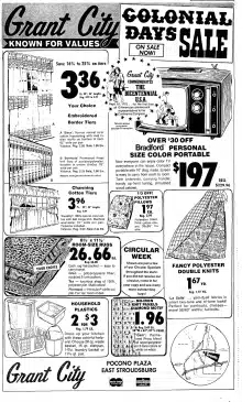 Grant City Advertisement 1975 East Stroudsburg