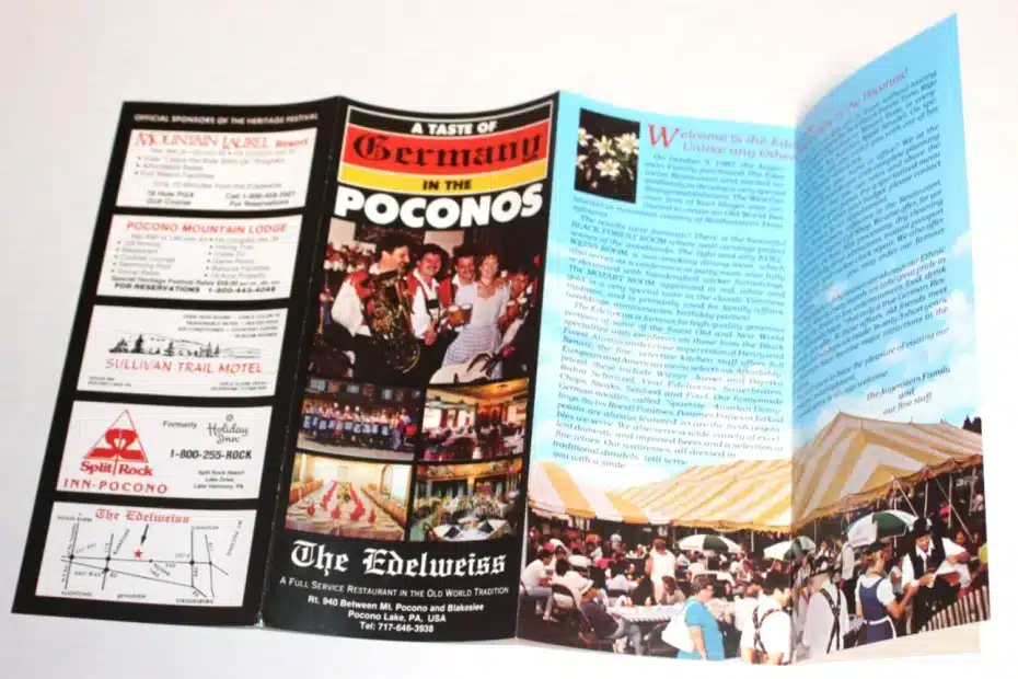 A Taste of Gernmany in the Poconos brochure.