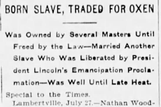1901: Basking Ridge Former Slave Dies at 110